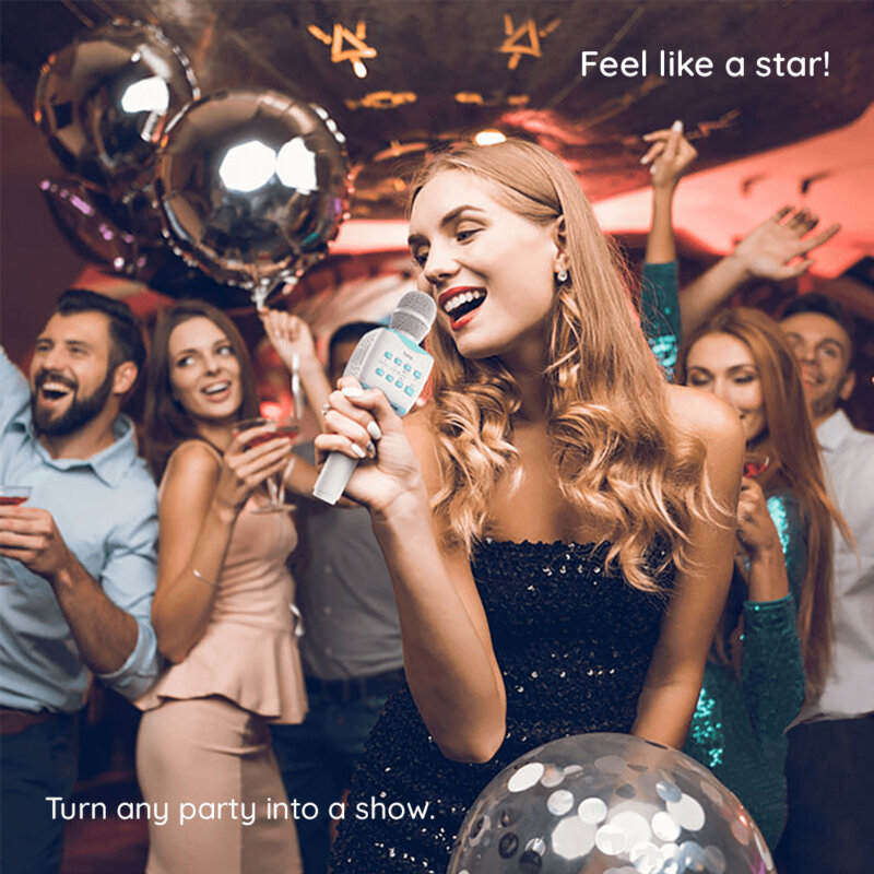 Microfon portabil wireless karaoke Hoco BK5, 5W, albastru