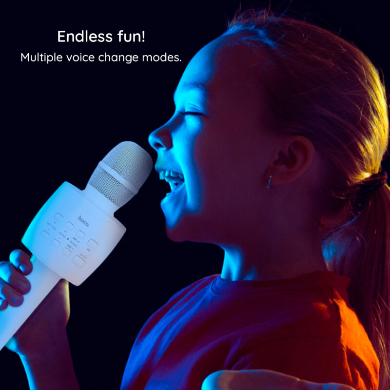 Microfon portabil wireless karaoke Hoco BK5, 5W, albastru