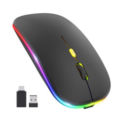 Mouse gaming RGB wireless silentios + cablu incarcare Techsuit M1