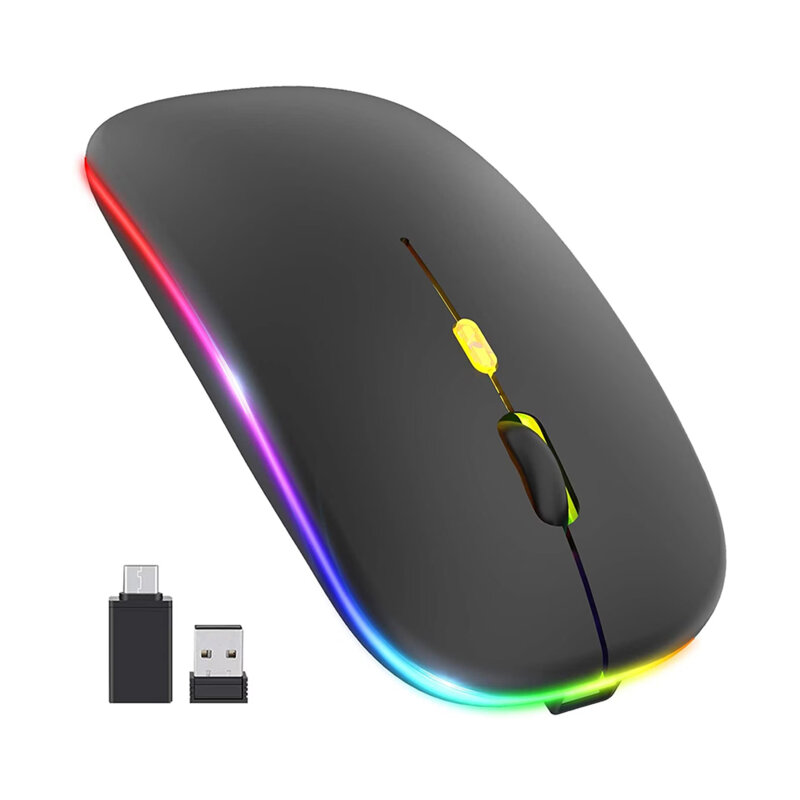 Mouse gaming RGB wireless silentios + cablu incarcare Techsuit M1