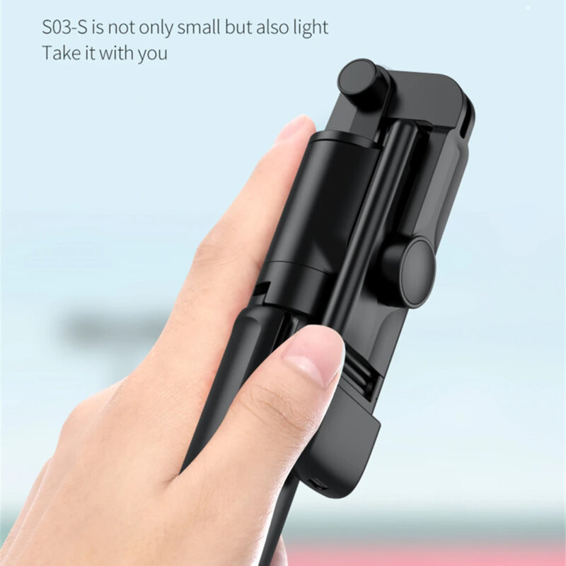Selfie stick mini cu Bluetooth, telecomanda, LED Techsuit S03-S