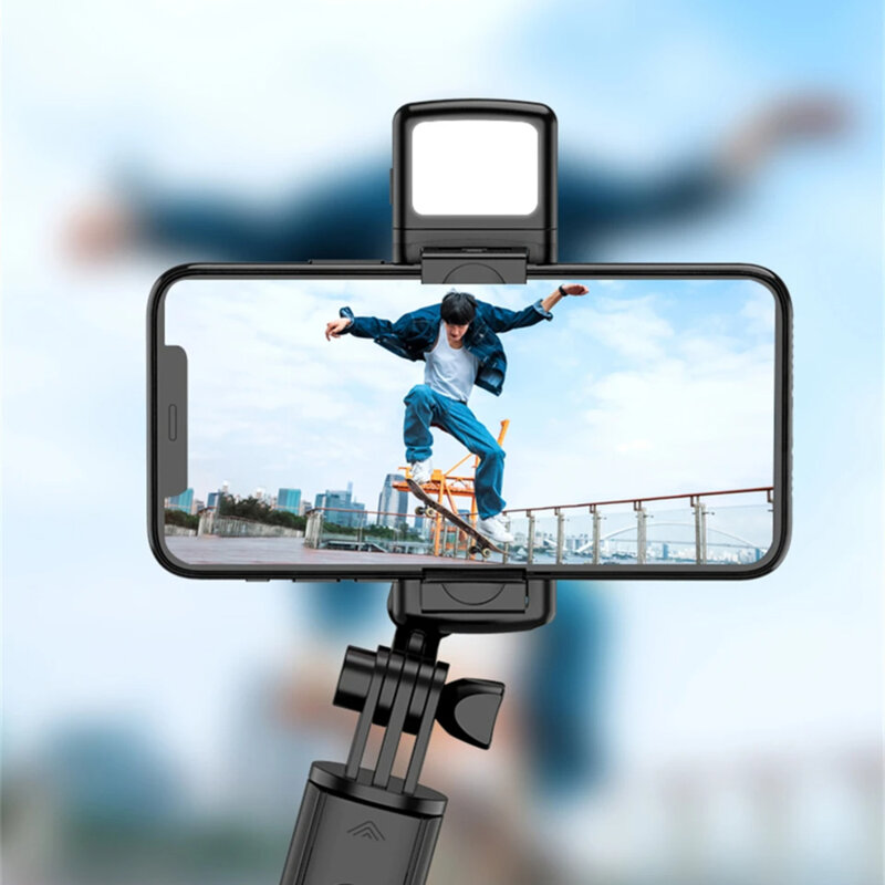 Selfie stick mini cu Bluetooth, telecomanda, LED Techsuit S03-S