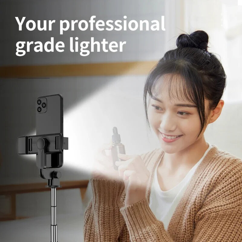 Selfie stick mini cu Bluetooth, telecomanda, LED Techsuit S03-S