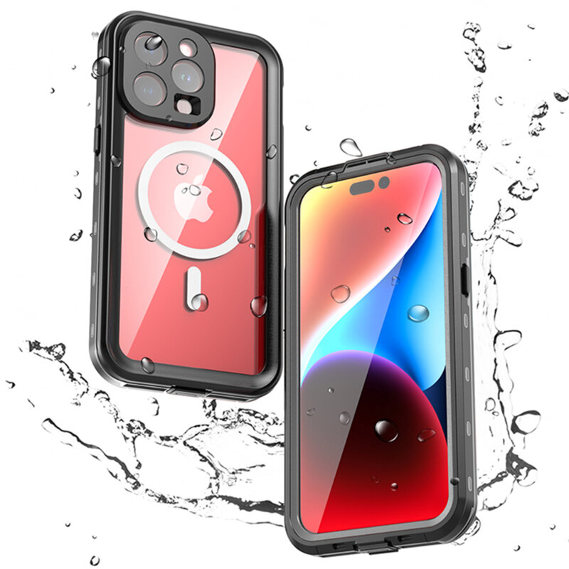 Husa impermeabila iPhone 15 Pro Max ShellBox Waterproof IP68 MagSafe, negru