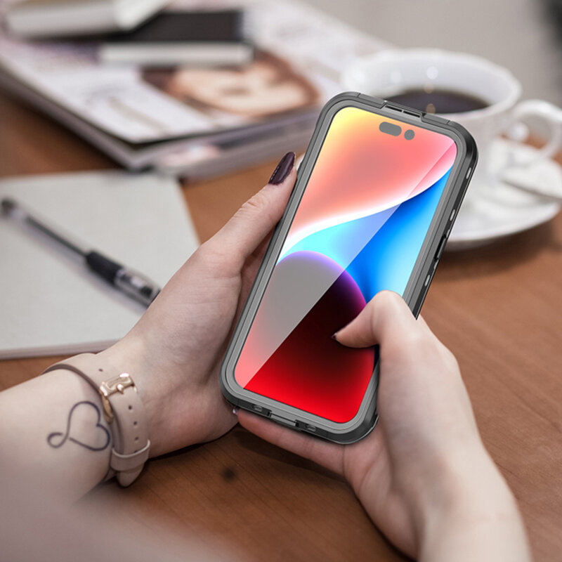 Husa impermeabila iPhone 15 Pro Max ShellBox Waterproof IP68 MagSafe, negru