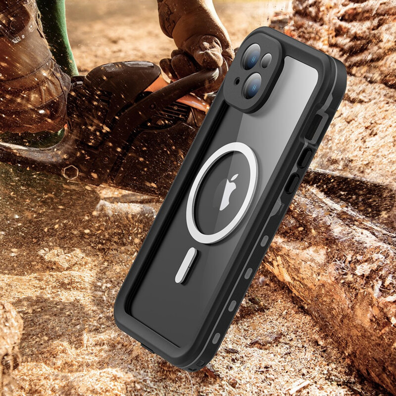 Husa impermeabila iPhone 15 Plus ShellBox Waterproof IP68 MagSafe, negru