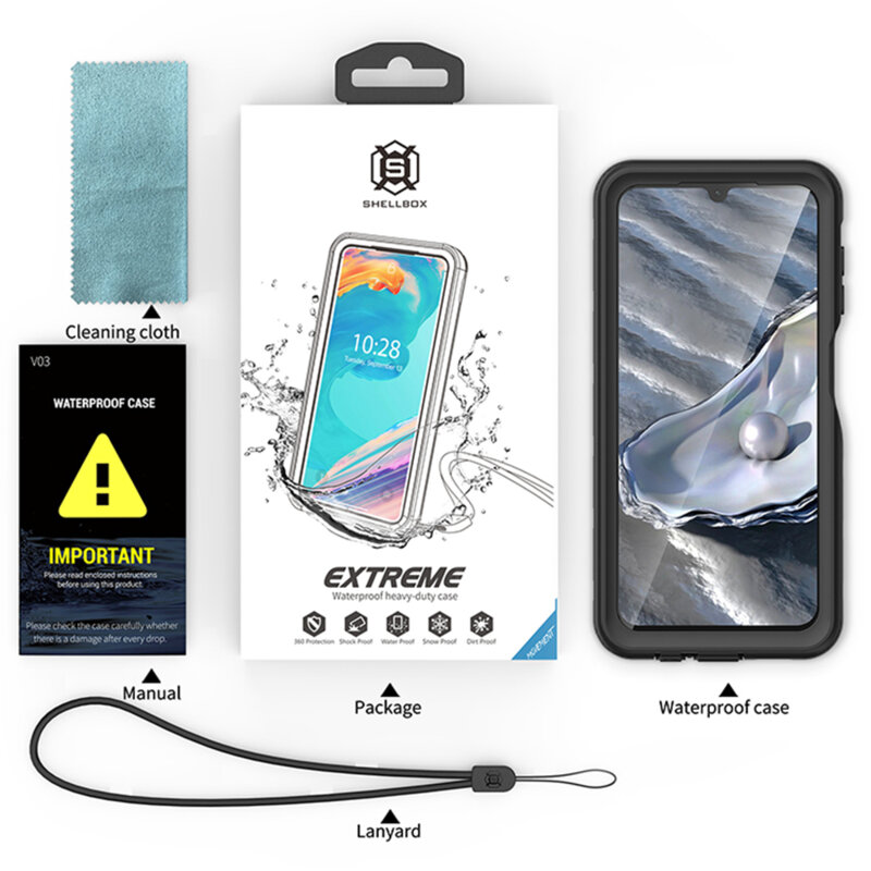 Husa impermeabila Samsung Galaxy A14 5G ShellBox Waterproof IP68, negru