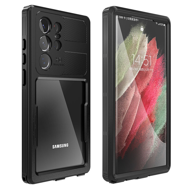 Husa impermeabila Samsung Galaxy S23 Ultra ShellBox Waterproof IP68, negru