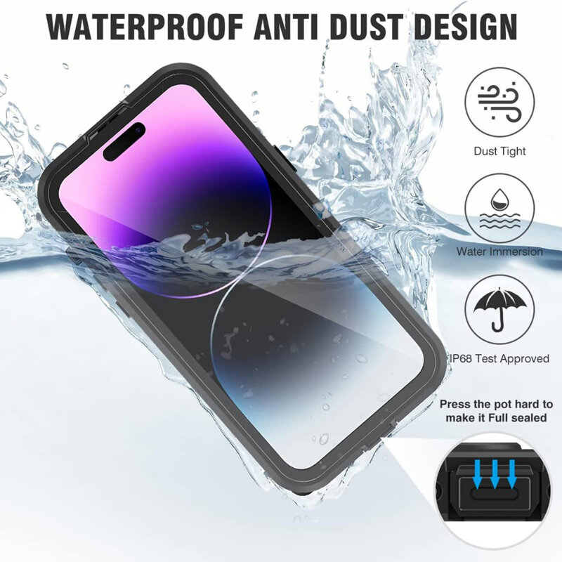 Husa impermeabila iPhone 14 Pro Max ShellBox Waterproof IP68, negru