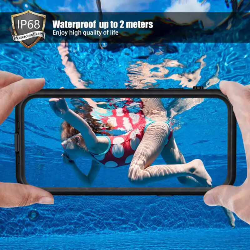 Husa impermeabila iPhone 14 Pro Max ShellBox Waterproof IP68, negru