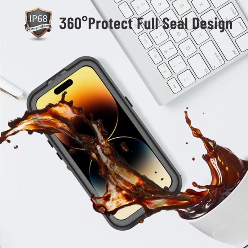 Husa impermeabila iPhone 14 Pro ShellBox Waterproof IP68, negru