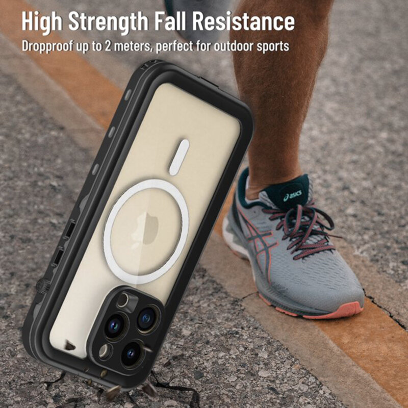 Husa impermeabila iPhone 14 Pro ShellBox Waterproof IP68, negru