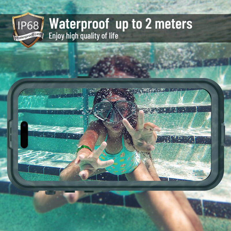 Husa impermeabila iPhone 14 Pro ShellBox Waterproof IP68, negru