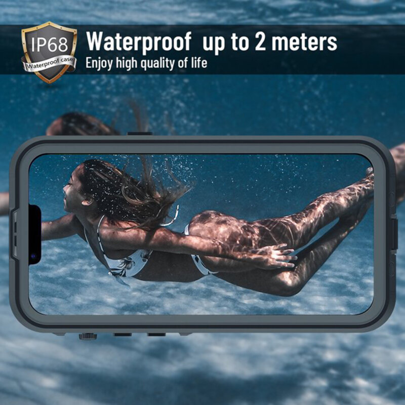 Husa impermeabila iPhone 14 ShellBox Waterproof IP68, negru