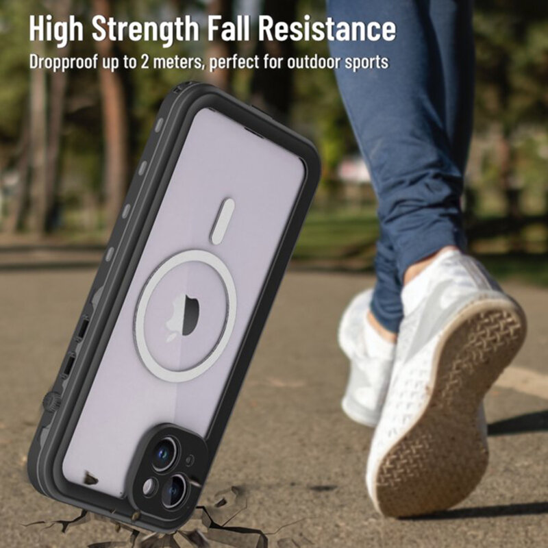 Husa impermeabila iPhone 14 ShellBox Waterproof IP68, negru