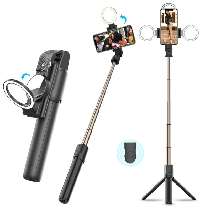Selfie stick cu telecomanda, oglinda si LED Techsuit K13