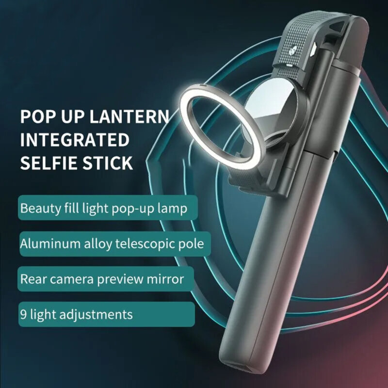 Selfie stick cu telecomanda, oglinda si LED Techsuit K13