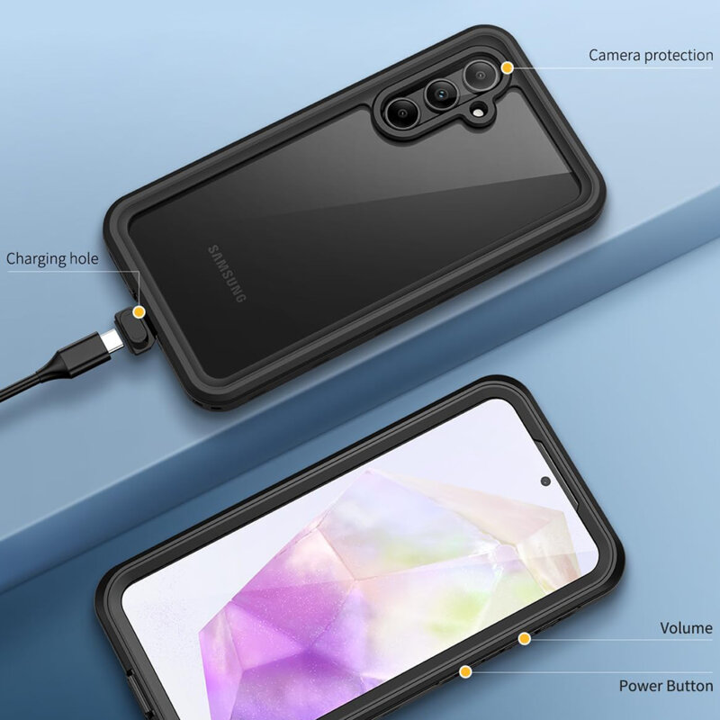 Husa impermeabila Samsung Galaxy A35 5G ShellBox Waterproof IP68, negru