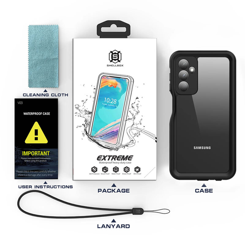 Husa impermeabila Samsung Galaxy A25 5G ShellBox Waterproof IP68, negru