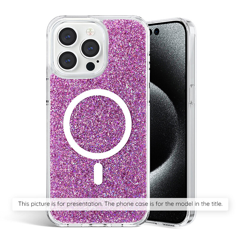 Husa cu sclipici iPhone 13 Pro Techsuit Sparkly Glitter MagSafe, magenta