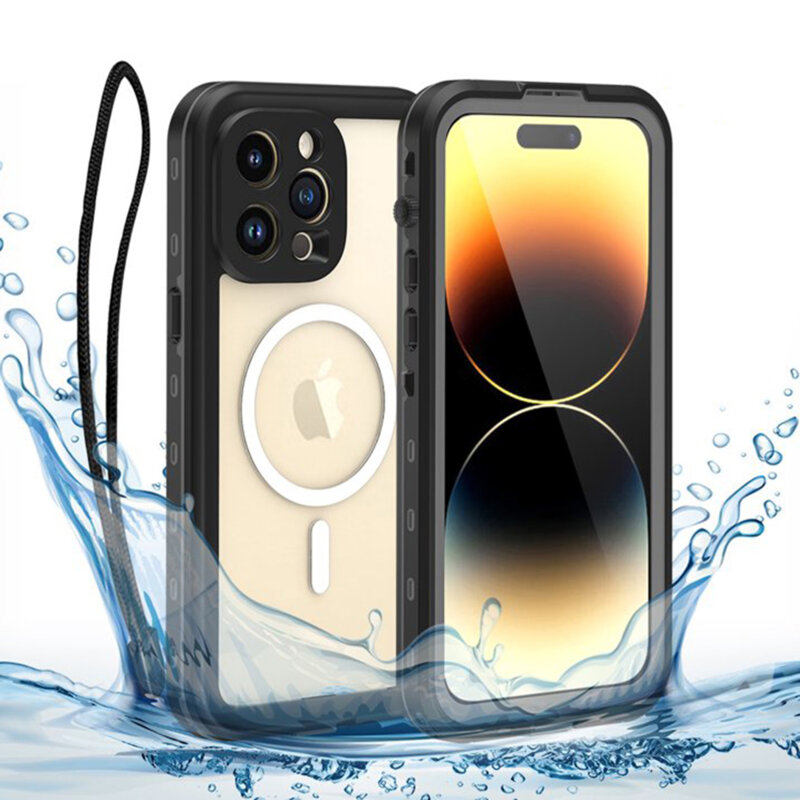 Husa impermeabila iPhone 14 Pro ShellBox Waterproof IP68, negru
