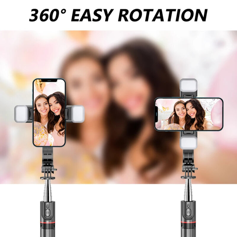 Selfie stick Bluetooth cu trepied si LED Techsuit L13d, 116cm