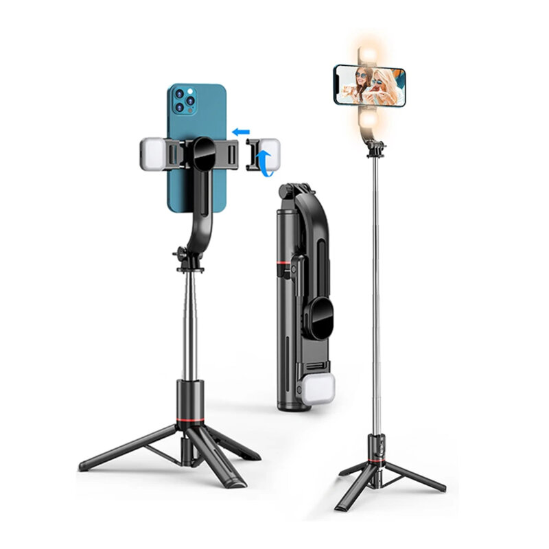 Selfie stick Bluetooth cu trepied si LED Techsuit L13d, 116cm