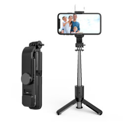 Selfie stick mini cu trepied, telecomanda, LED Techsuit L11s, 75cm
