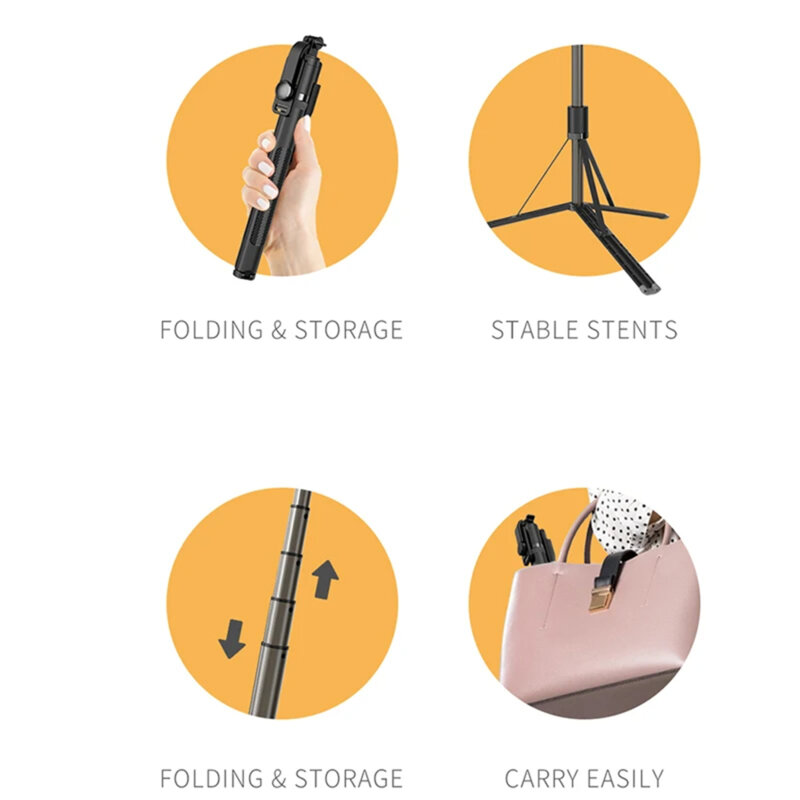 Selfie stick Bluetooth cu telecomanda Techsuit L05, 149cm