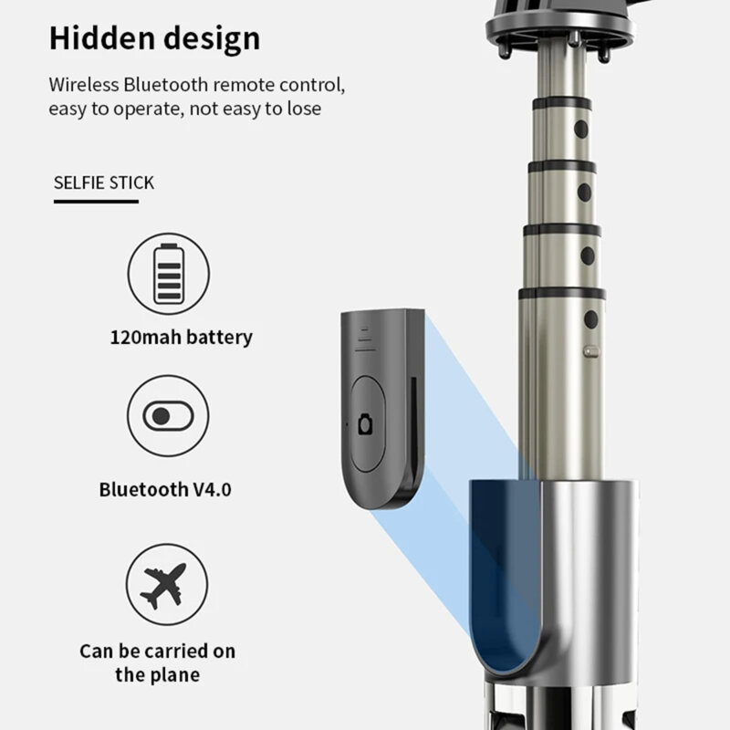 Selfie stick Bluetooth cu telecomanda Techsuit L03, 83cm