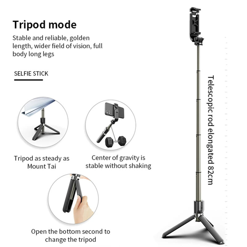 Selfie stick Bluetooth cu telecomanda Techsuit L03, 83cm