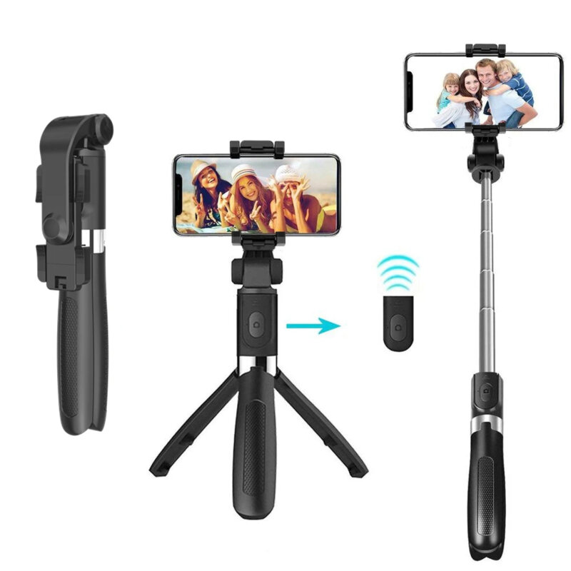 Selfie Stick Bluetooth cu trepied, telecomanda Techsuit L01, 70cm