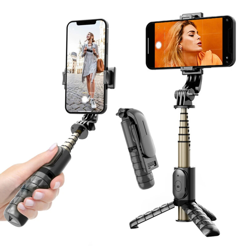 Mini selfie stick Bluetooth cu telecomanda Techsuit Q10, 68cm