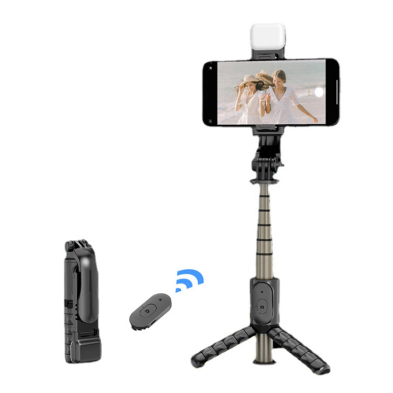 Mini selfie stick Bluetooth cu telecomanda Techsuit Q10s, 70cm