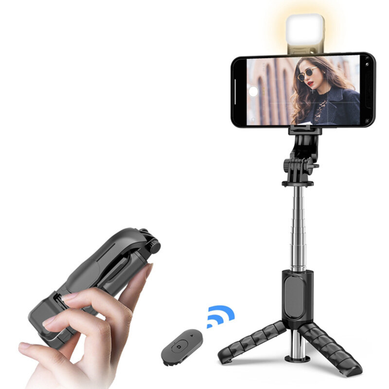 Mini selfie stick Bluetooth cu telecomanda Techsuit Q11s, 76cm