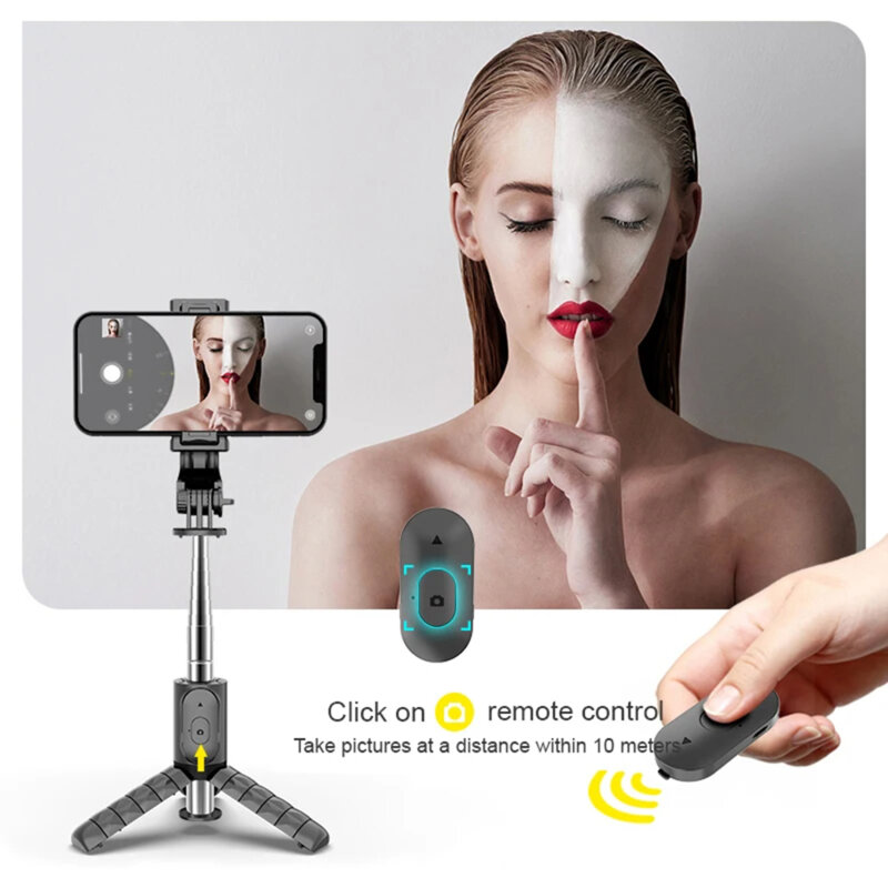 Mini selfie stick Bluetooth cu telecomanda Techsuit Q11s, 76cm