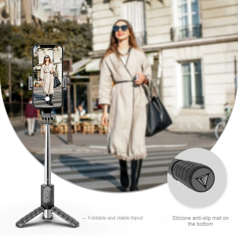 Mini selfie stick Bluetooth cu telecomanda Techsuit Q11s, 76cm
