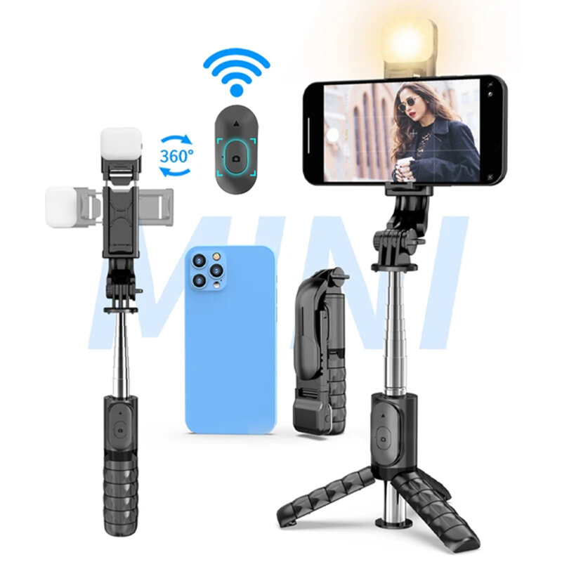 Mini selfie stick Bluetooth cu telecomanda Techsuit Q11s, 76cm