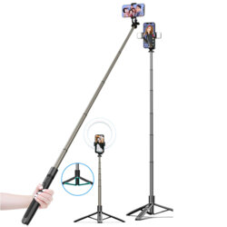 Selfie stick Bluetooth cu trepied stabil Techsuit Q06, 156cm
