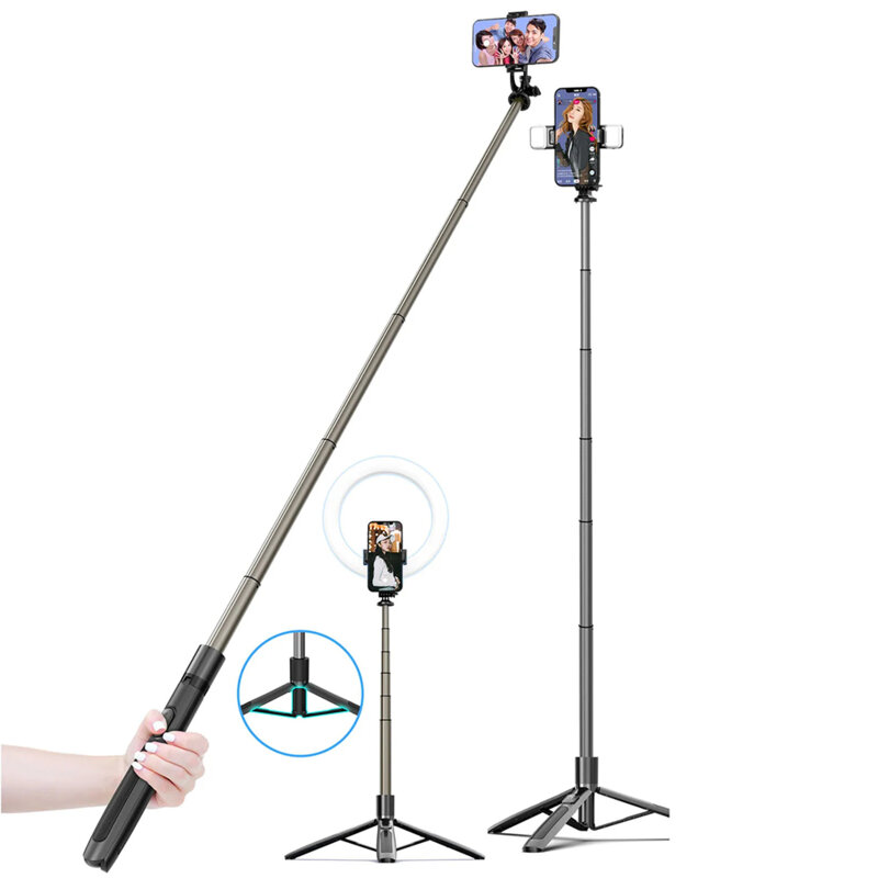 Selfie stick Bluetooth cu trepied stabil Techsuit Q06, 156cm