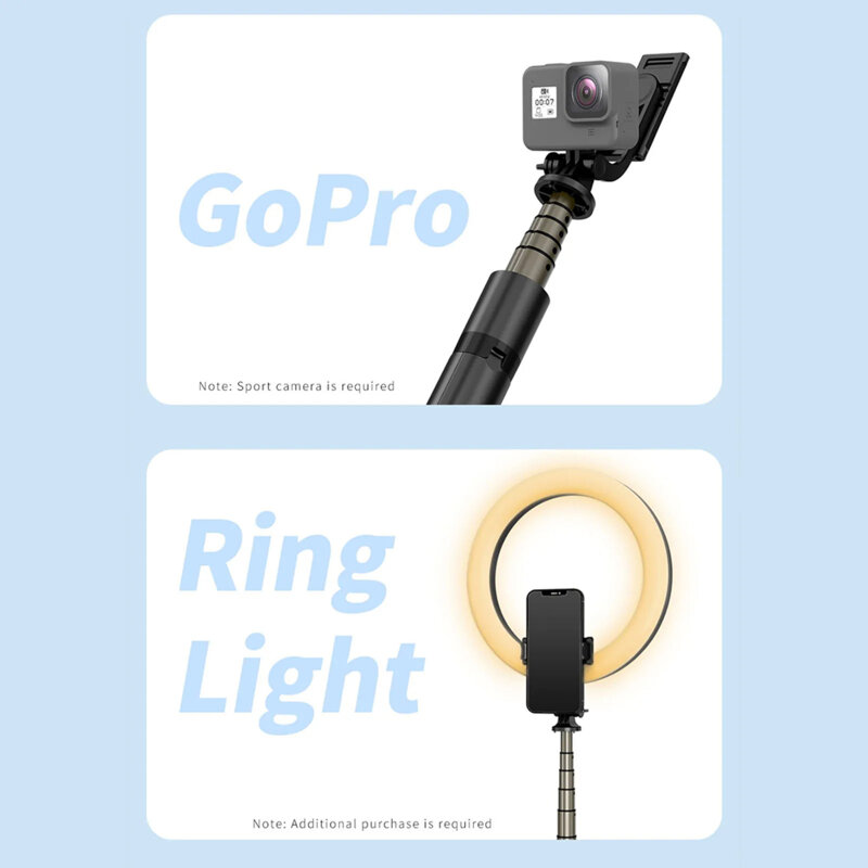 Selfie stick Bluetooth cu trepied stabil Techsuit Q06, 156cm