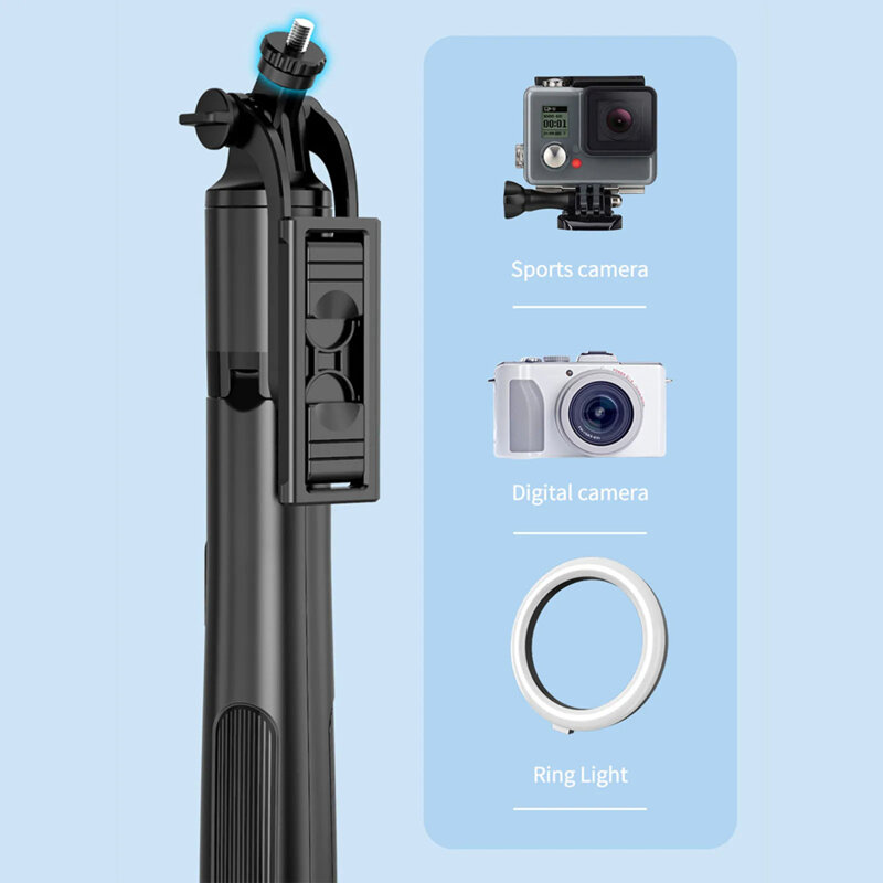 Selfie stick Bluetooth cu trepied stabil Techsuit Q06, 156cm
