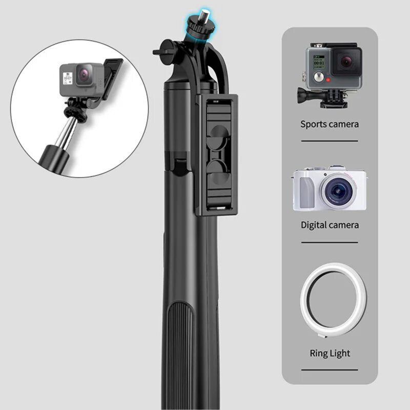 Selfie stick cu trepied si telecomanda Techsuit Q05, 158cm