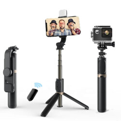 Selfie stick Bluetooth cu trepied si LED Techsuit Q03s, 76cm