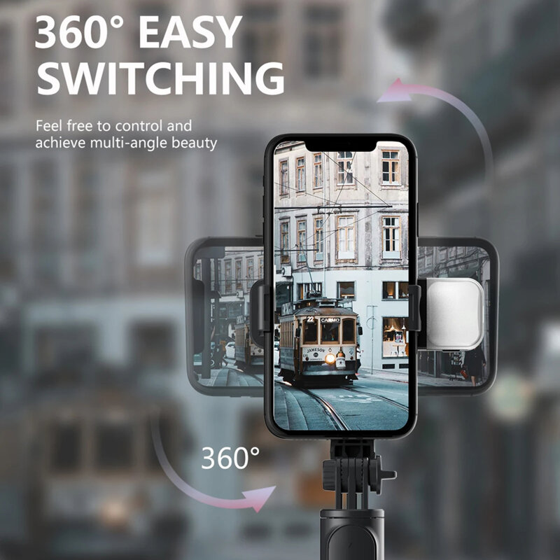 Selfie stick Bluetooth cu trepied si LED Techsuit Q03s, 76cm