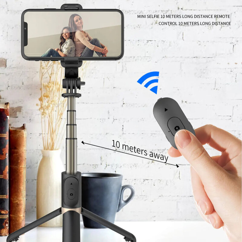 Selfie stick cu trepied si telecomanda Techsuit Q03, 74cm