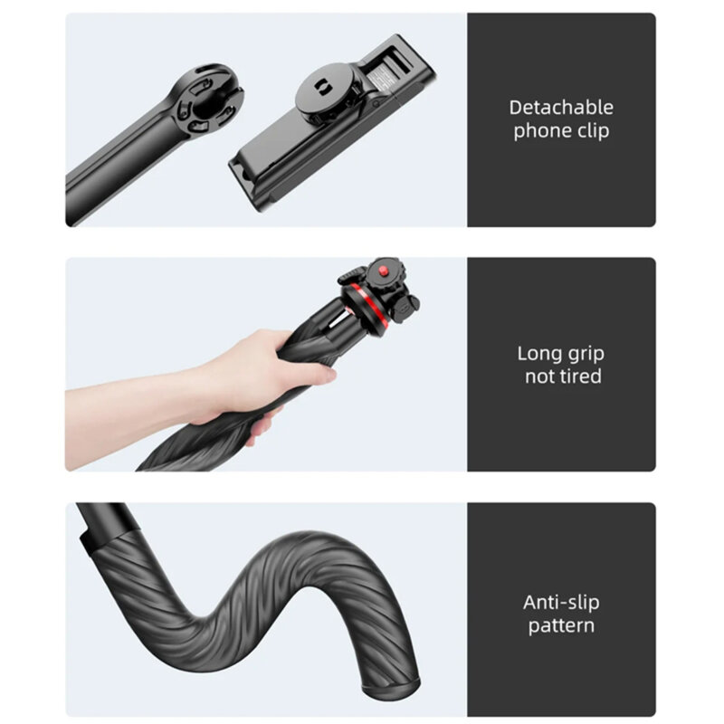 Selfie stick cu trepied flexibil Techsuit C02, 43cm