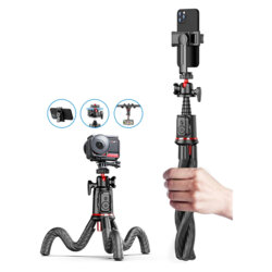 Selfie stick cu trepied flexibil, telecomanda Techsuit C03, 64cm