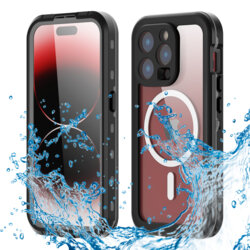 Husa impermeabila iPhone 15 Pro ShellBox Waterproof IP68 MagSafe, negru