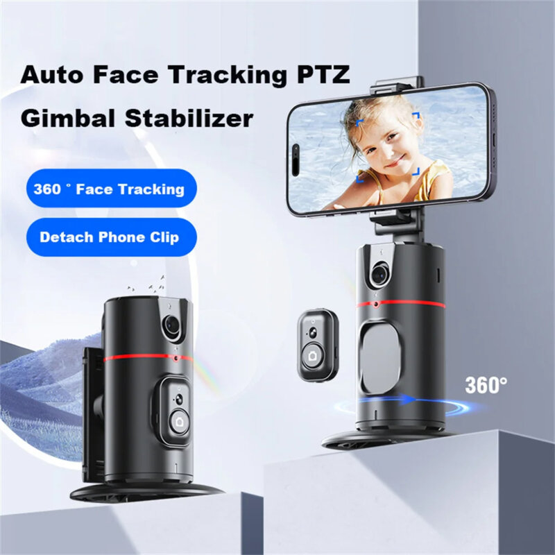 Gimbal telefon cu AI face tracking 360 Techsuit P02, negru